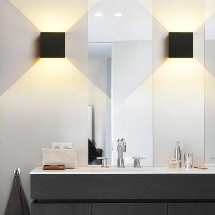 Modern LED Wall Light – 6W Aluminum Square Wall Lamp, Up & Down Lighting for Bedroom, Kitchen, Living Room, and Hallway Decor