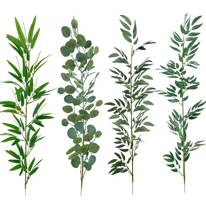 Artificial Silk Bamboo Leaf Flower Arrangement – 1m Long Eucalyptus Leaves for Spring Decoration, Indoor & Outdoor Use