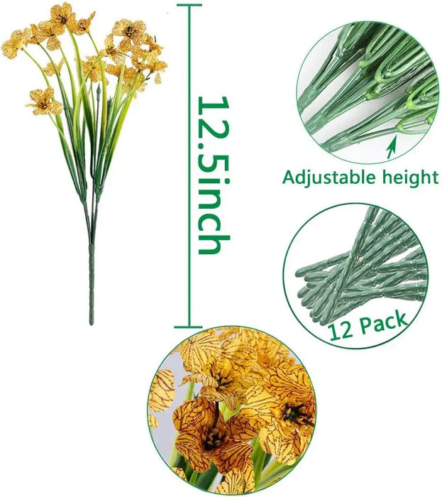 2/6/10 Bundles Outdoor Artificial Flowers – UV Resistant Faux Silk Flowers for Garden, Front Porch, and Outdoor Décor