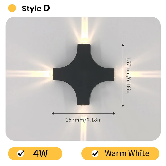 LED Outdoor Wall Lamp – IP66 Waterproof Modern Black Wall Light for Garden, Corridor, and Indoor Spaces (4W/6W/8W)
