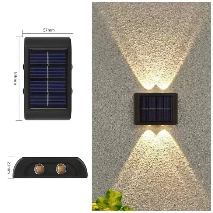 Solar Wall Lights Outdoor – Up and Down LED Light, Waterproof, Solar-Powered, Modern Porch Lamp for Garden, Balcony, Patio, and Landscape