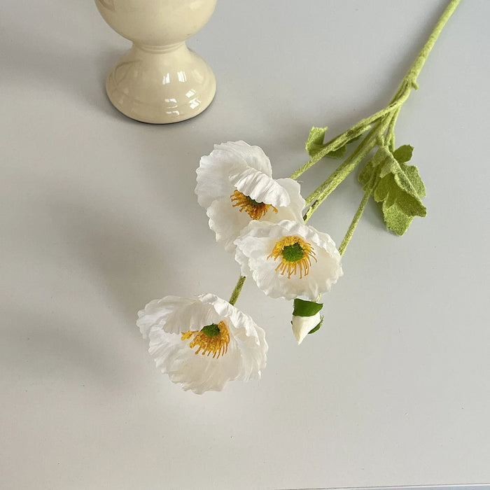 4-Head Artificial Poppy Silk Flower Bouquet – Home, Wedding, Party, and Garden Decoration