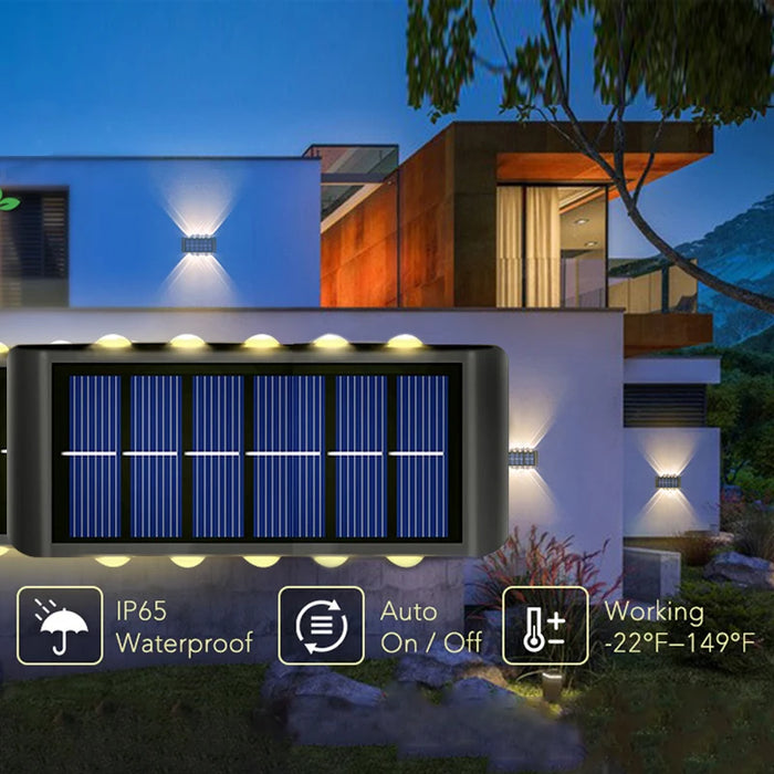 Solar Wall Lights Outdoor – 10 LED Waterproof Security Lamp with Automatic Sensor for Garden, Fence, Porch, and Yard Decoration (Warm/White Light, IP65)