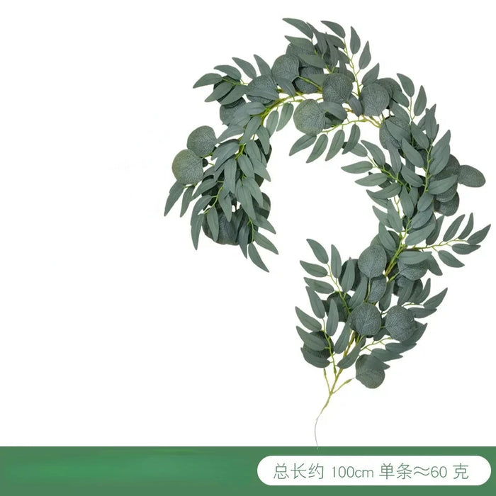 Artificial Silk Bamboo Leaf Flower Arrangement – 1m Long Eucalyptus Leaves for Spring Decoration, Indoor & Outdoor Use