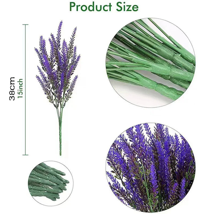 Provence Lavender Artificial Flowers – UV-Resistant Plastic Lavender Plants for Wedding, Home, Garden, and Table Decoration (Set of 2)