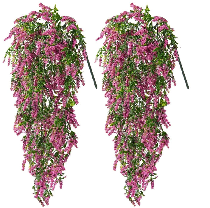 2PCS Artificial Baby's Breath Flowers & Ivy Vine – Faux Lavender Hanging Plants for Wedding, Garden, and Home Decoration