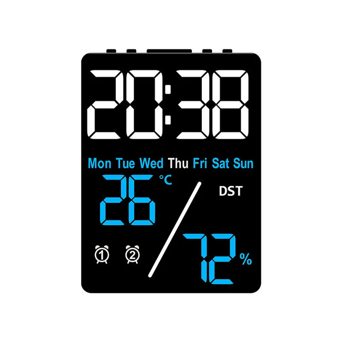 Digital Alarm Clock with Temperature and Humidity Display – 2 Alarms, Snooze, Adjustable Brightness, and LED Screen