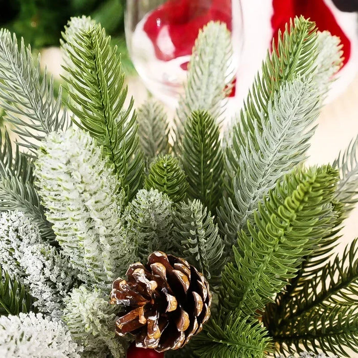50 Pcs Artificial Green Pine Branches – Lifelike Snow Pine Needles for Christmas Tree, Wreath, and Home Decor