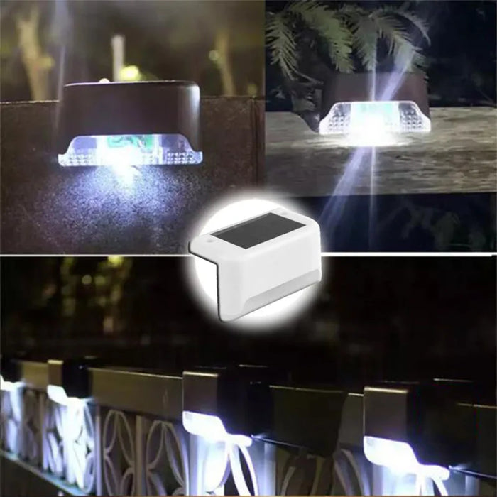 Warm White LED Solar Step Lights – Waterproof Outdoor Stair and Path Lighting for Garden, Patio, Fence, and Balcony Decoration