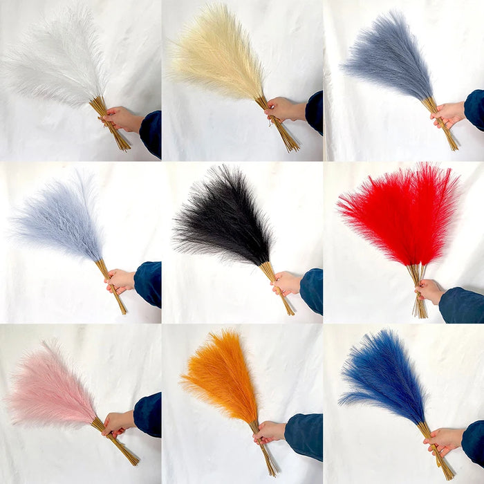 10pcs Artificial Pampas Grass – Blue Fake Reed Flowers for Wedding, Home, Party, and Vase Decoration
