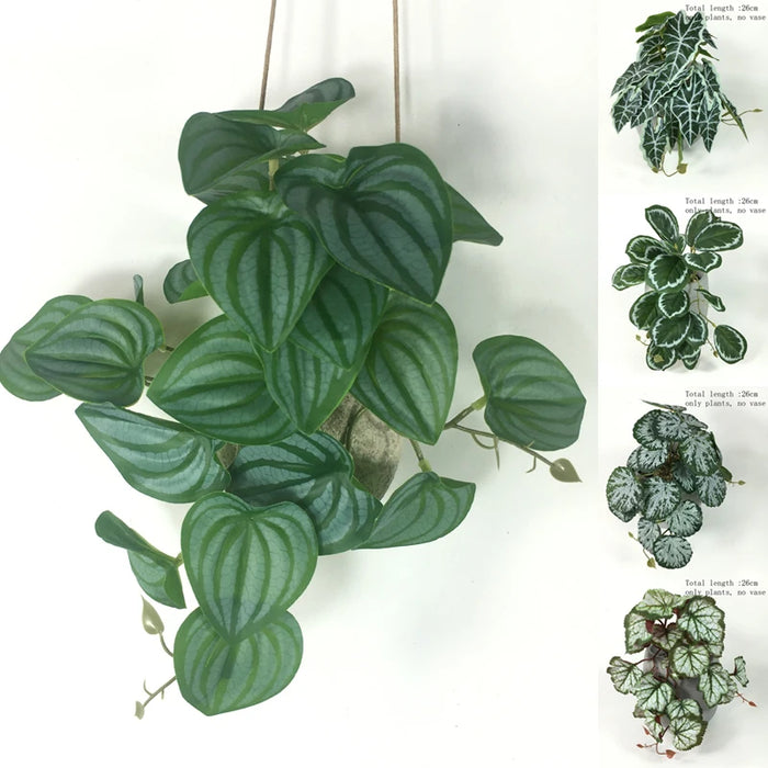 Artificial Turtle Back Leaf Vine – Realistic Rattan Potted Ornament for Home, Wedding, and Garden Decor