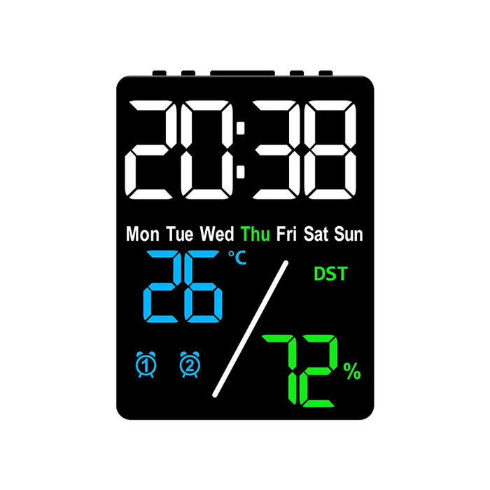 Digital Alarm Clock with Temperature and Humidity Display – 2 Alarms, Snooze, Adjustable Brightness, and LED Screen