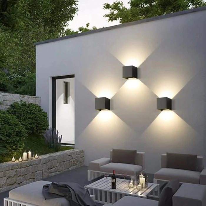 Modern Outdoor LED Wall Lamp – IP65 Waterproof Square Wall Light Fixture for Garage, Porch, and Exterior Walls (Aluminum Body, White/Black/Gray, AC85–265V)