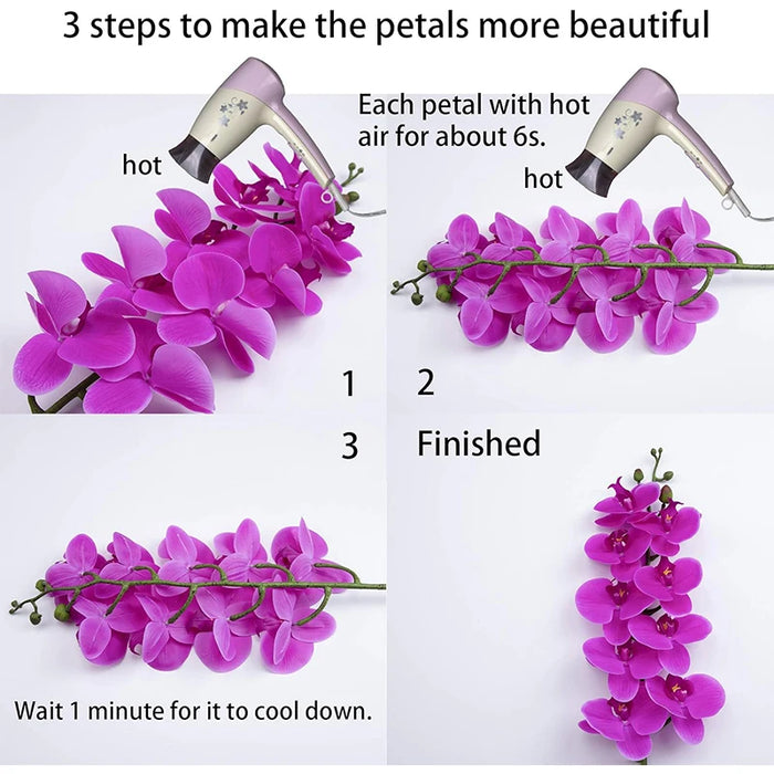 9-Head Butterfly Orchid Artificial Flowers - 38” Latex Phalaenopsis Bouquet for Wedding, Party, and Home Decoration