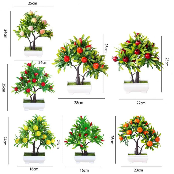 Artificial Orange Bonsai Tree – Potted Peach Pepper Fruit Plant for Home, Office, and Garden Decor