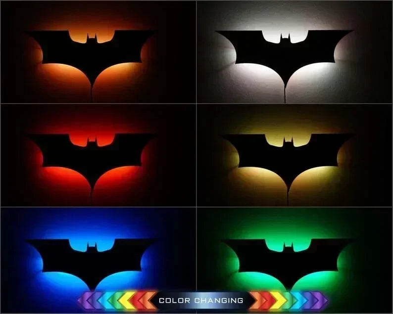 40cm Cool LED Wall Light with Wireless Remote Control – Color-Changing Bat Shape Bedside Light for Modern Bedroom, Kitchen, and Living Room