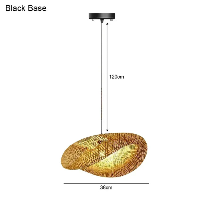 Handcrafted Bamboo Pendant Light – 40cm Rattan Woven LED Ceiling Lamp for Bedroom, Living Room, and Hotel Hall – Eco-Friendly Home Decor