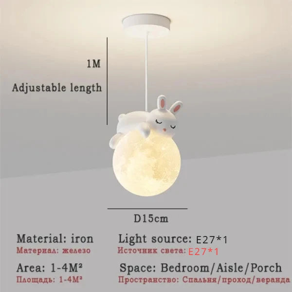 Creative Cartoon Animals LED Hanging Chandelier – Fun Pendant Light for Kid's Bedroom, Living Room, and Home Decor