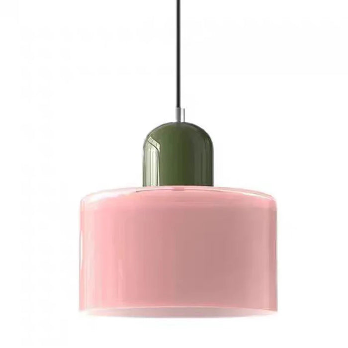 "Nordic Modern Glass Pendant Light – E27 Bulb, Long-Line Chandelier for Bedroom, Restaurant, and Bar – Available in White, Green, Pink, and Orange"