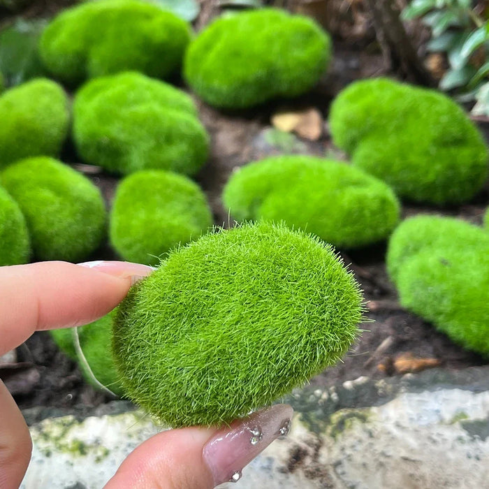 100PCS Green Moss Stones – Artificial Moss Rocks for Garden Crafting, DIY Micro Landscape Decor, Simulation Plants