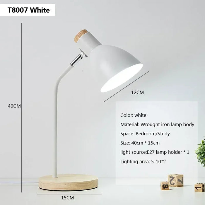 Wooden Creative Table Lamp – Nordic Flex Desk Light, LED E27, Eye Protection Reading Lamp for Bedroom, Living Room & Home Decor