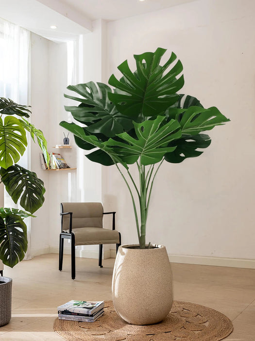 Large Artificial Banana Plant – 78cm/70cm Tropical Fake Monstera Leaves, Real Touch Plastic Palm Tree for Home, Garden, and Office Decor
