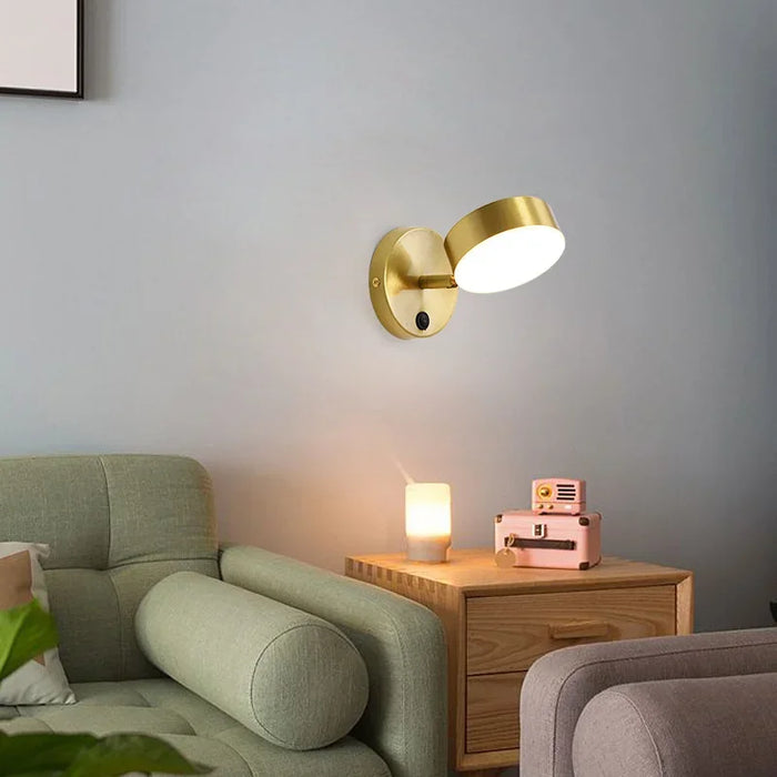 Modern Golden LED Wall Lamp – Adjustable Bedside Reading Light for Bedroom and Home Decor