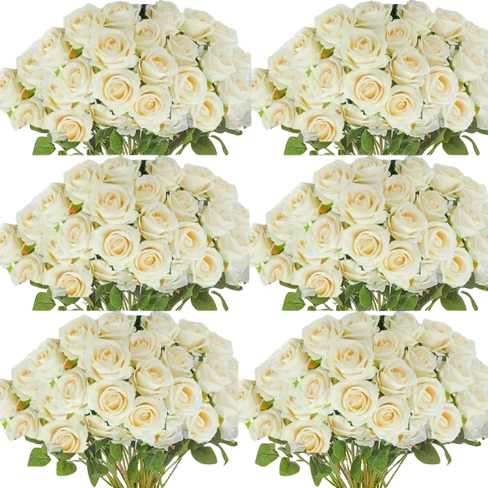 50 Pcs Artificial Silk Roses Bouquet – Real-Looking Fake Red Roses for Wedding, Party, and Home Decorations – DIY Floral Arrangements for Centerpieces