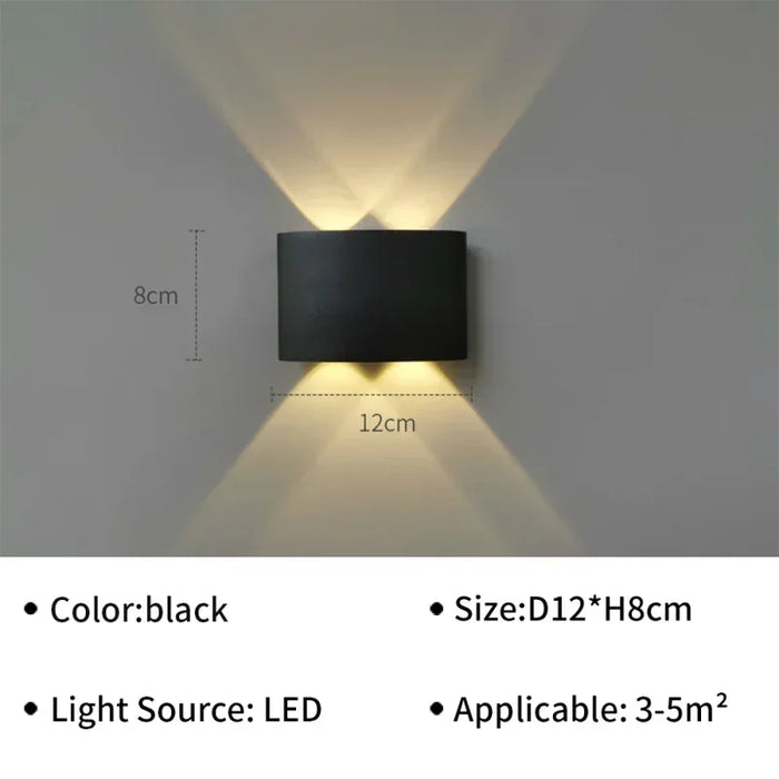 IP65 Waterproof LED Wall Lamp – Modern Outdoor Garden Sconce, Living Room Spotlight Lighting, Black Wall Mounted