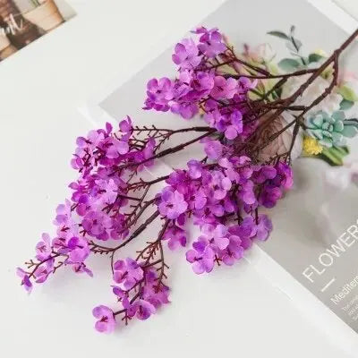 Cherry Blossoms Artificial Flowers Baby's Breath Gypsophila – Faux Silk Flowers for Wedding & Home Vase Decoration