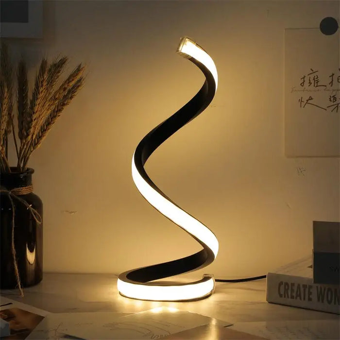 Modern LED Spiral Table Lamp – Three-Speed Dimming, USB Power, Decorative Bedroom & Desk Light