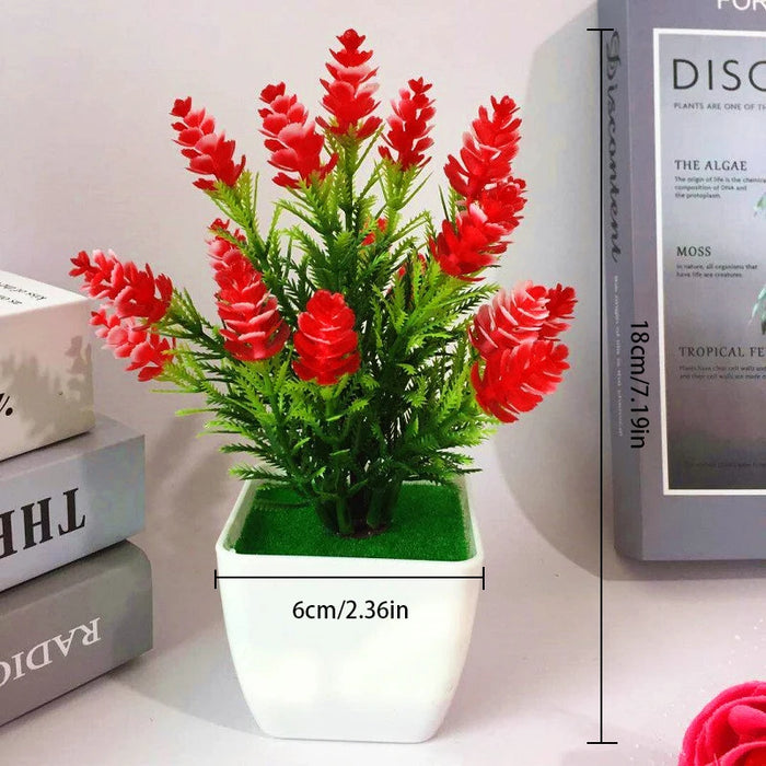 Artificial Small Flower Bonsai in Pot – Mini Fake Potted Plant for Home, Office, Hotel, and Garden Decor – Red, Pink, Purple Options