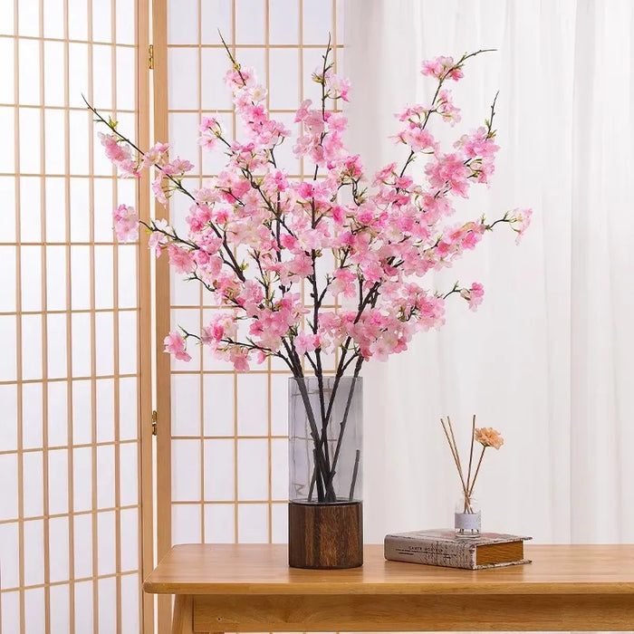106CM Artificial Cherry Blossom Branch – Silk Peach Blossom for Wedding, Home, and Dining Table Décor