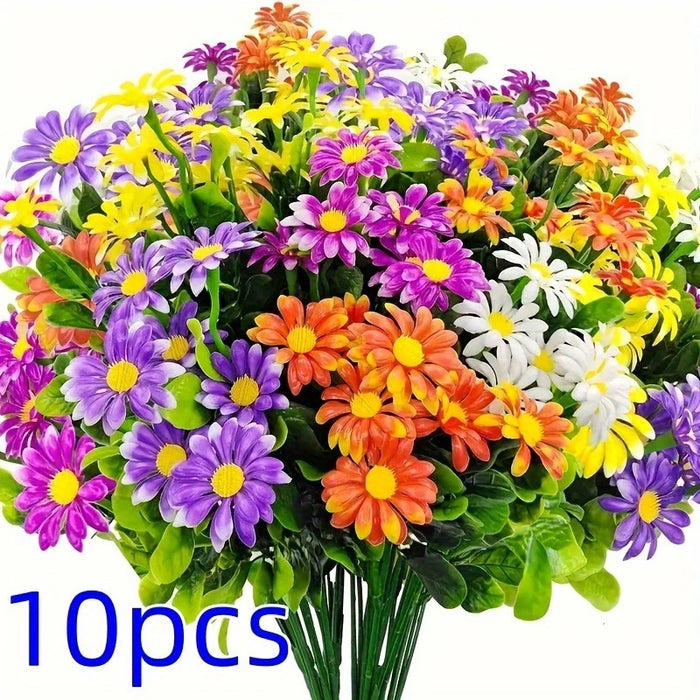 33cm Artificial Daisies - UV Resistant Colorfast Plastic Flowers for Wedding, Home, and Outdoor Decor | DIY Artificial Flowers