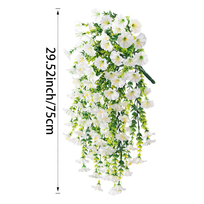 2PC Artificial Morning Glory & Eucalyptus Rattan Hanging Wall Decoration – 75cm Non-Fading Fake Plants for Garden, Party, Wedding, and Home Décor