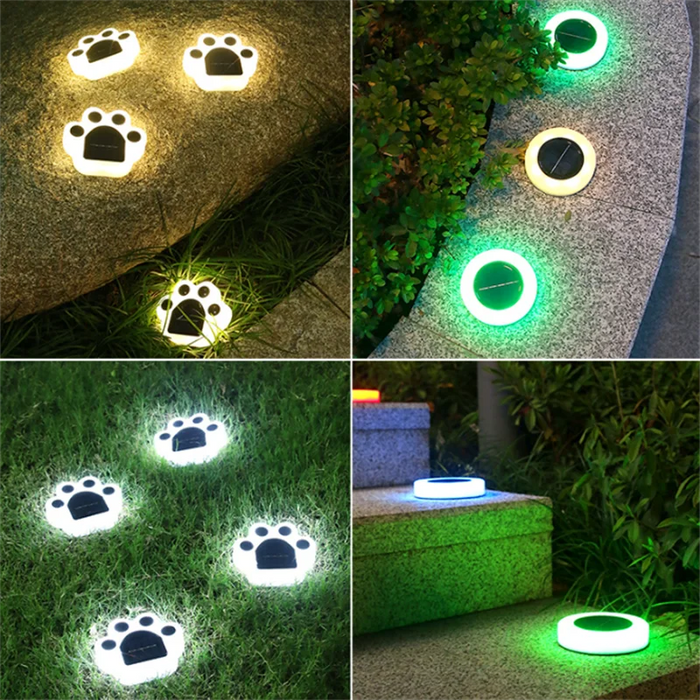 LED Solar Garden Lights – Waterproof Dog & Cat Paw Print Outdoor Pathway Lamp | Solar-Powered Lawn and Garden Decoration