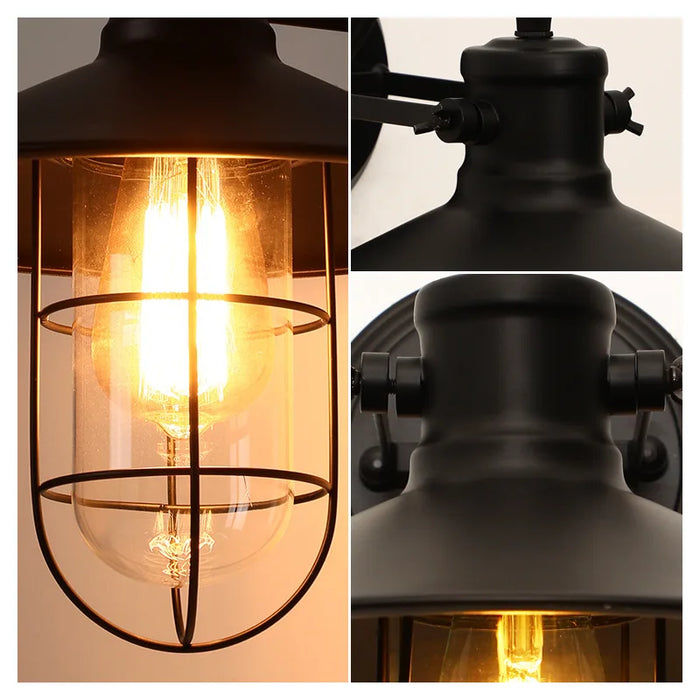 Retro Industrial Wall Light – Vintage Metal and Wood Wall Lamp for Aisles, Restaurants, and Bars