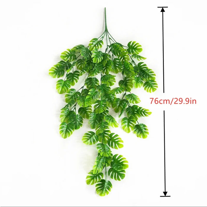 Artificial Turtle Back Leaf Rattan Garland - Simulation Plastic Willow Vine for Home, Office, Garden, and Wedding Décor