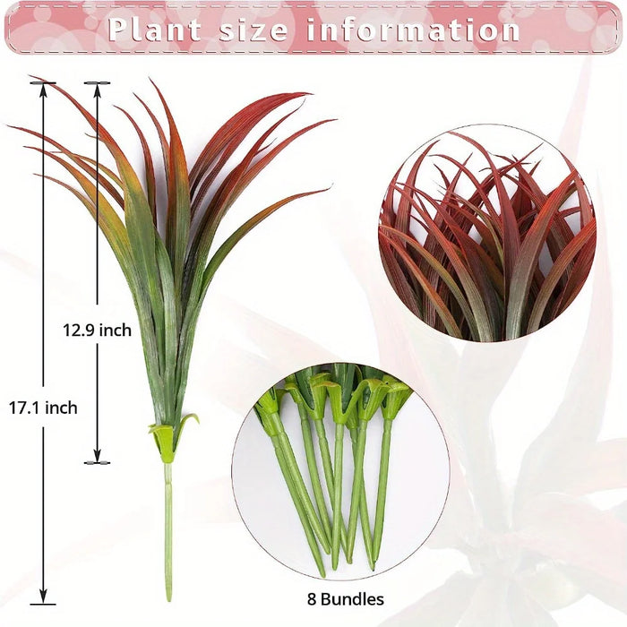 10PCS Simulated Chlorophytum Artificial Plants – Faux Boston Fern Bushes with Plastic Leaves for Outdoor Garden Decoration