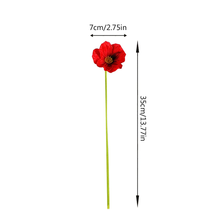 8Pcs Artificial Poppy Flowers – Faux PU Poppies with Long Stems for Wedding and Home Decor, Multicolor Greenery Plants