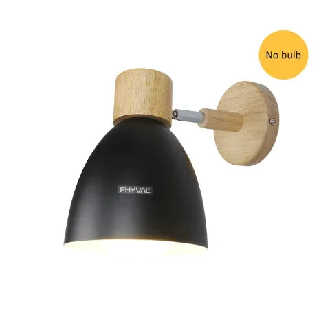 Nordic Wooden Wall Lamp with Switch – Modern Wall Light for Bedroom, Living Room, and Home Lighting, 6-Color Adjustable Head