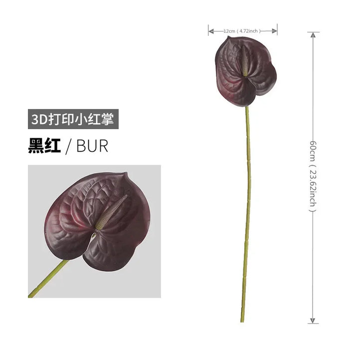 Artificial Red Palm Plant – 3D Printed Simulation Flower for Living Room, Home, and Wedding Decoration – Realistic Fake Palm Leaf