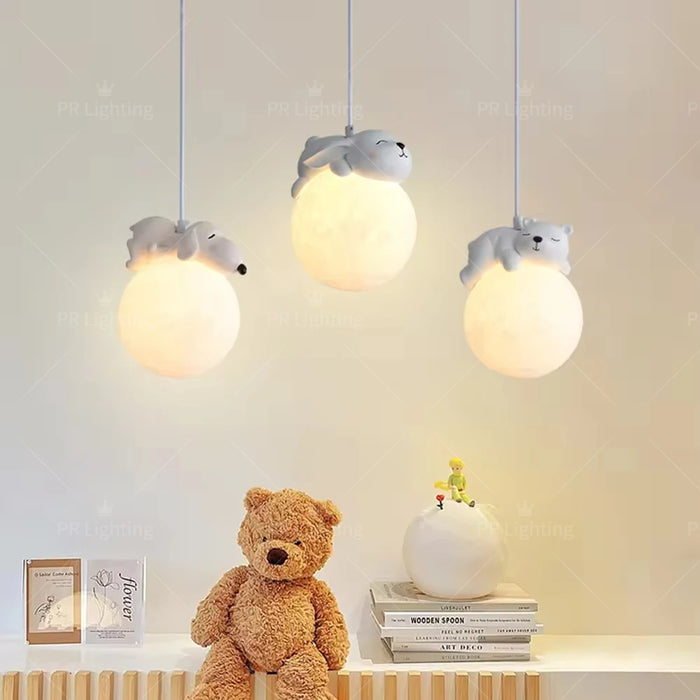 Creative Cartoon Animals LED Hanging Chandelier – Fun Pendant Light for Kid's Bedroom, Living Room, and Home Decor