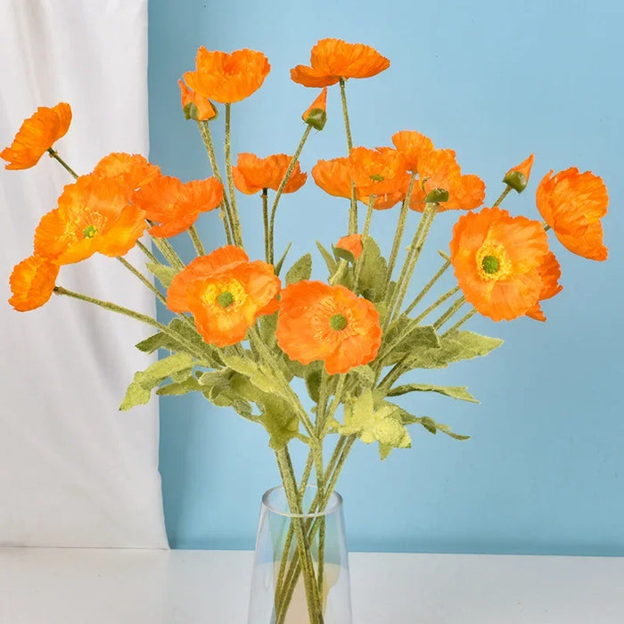 4-Head Artificial Poppy Flowers – Silk Wedding and Home Decor Floral Arrangement
