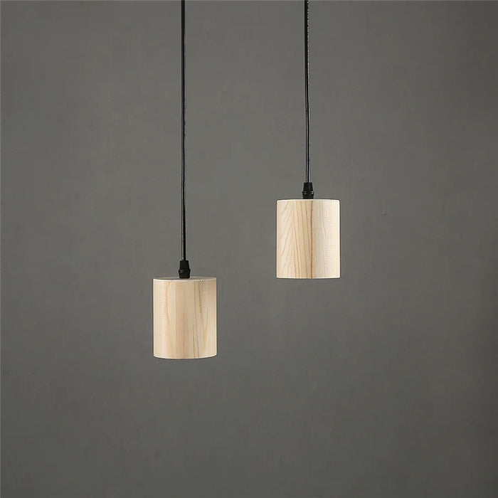 Modern Wooden Pendant Light – Nordic Style Solid Wood Lamp for Living Room, Bedroom, Bar, and Restaurant, E27 Bulb Base