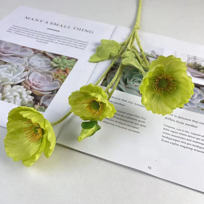 Artificial Poppy Flowers Bouquet – Silk Fake Flowers for Home Decor, Garden, Wedding & Party Decoration, DIY Vase Accessories