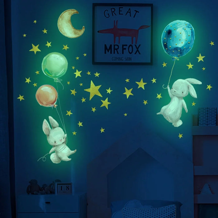 Glow in the Dark Cartoon Luminous Wall Stickers – Fluorescent Rainbow Decal for Kids' Rooms, Bedroom, Ceiling, and Nursery Home Decor