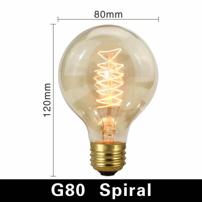 Edison Vintage Light Bulb E27 40W - Retro Filament Incandescent Bulb for Living Room, Bedroom, and Dining Room - Available in ST64, A19, G80, G95, T10, T45, T185 Shapes