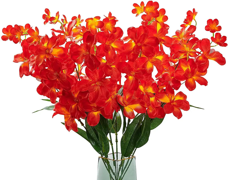 10pcs Artificial Blue Orchid Flowers with Long Stems – Bulk Decorative Faux Butterfly Orchids for Weddings and Home Decor