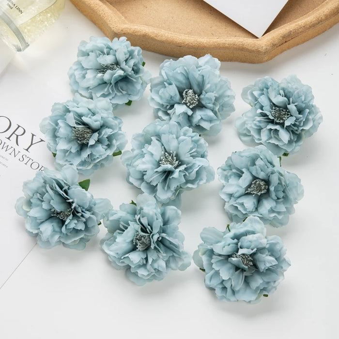10Pcs Artificial Silk Peony Flowers – DIY Craft Fake Stamen Heads for Wedding, Home, Valentine’s Day, and Outdoor Décor